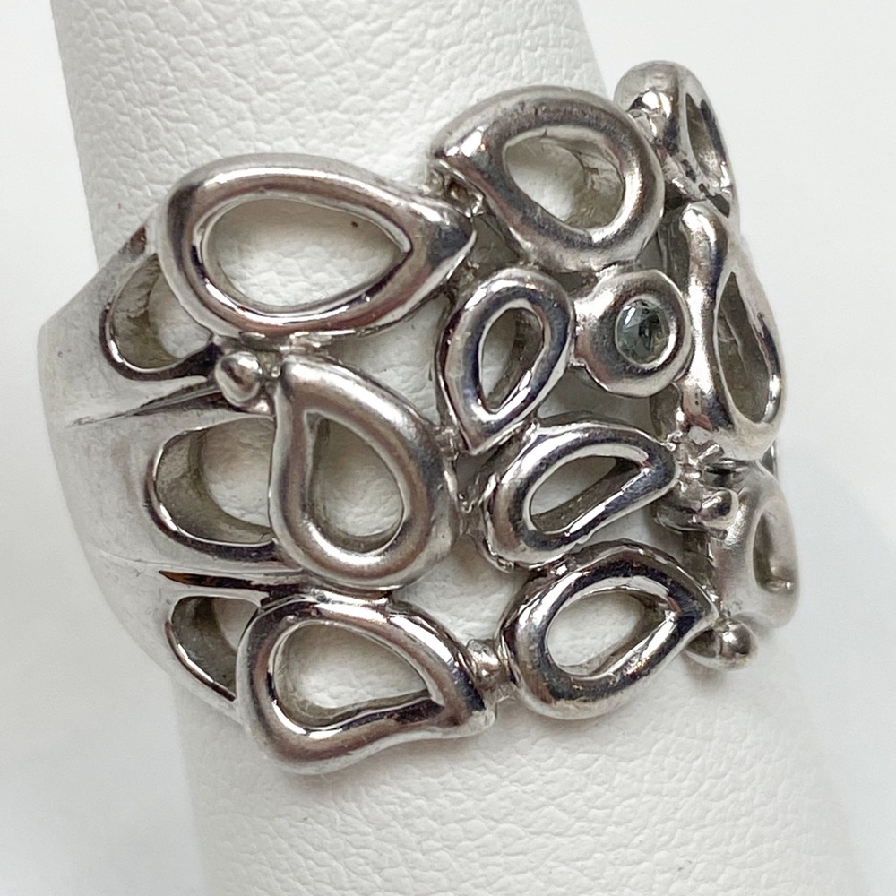 Sterling Silver 925 Vintage Teardrop and Scroll Design Statement Ring - Picture 2 of 11